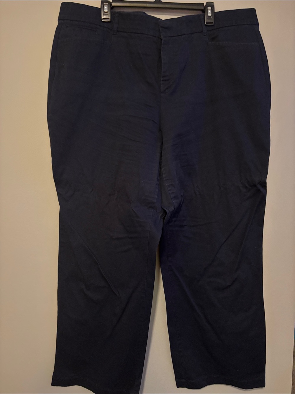JM Collection Navy Blue Straight-Leg Trousers